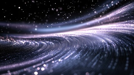 Abstract wave of binary code flowing through space
