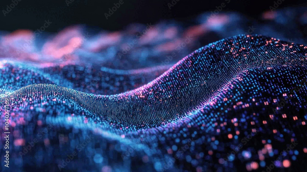 Poster Abstract wave of binary code flowing through space