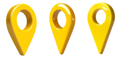 Yellow pin location on transparent background