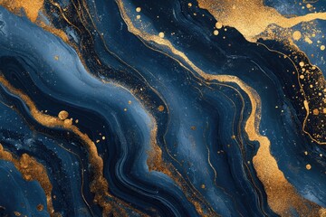 Obraz premium A detailed view of a blue and gold marble with intricate patterns and textures