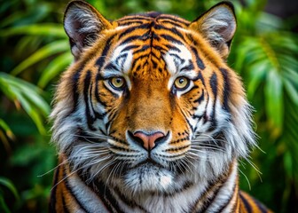 Naklejka premium Stunning Close-Up of a Majestic Tiger in Natural Habitat for Wildlife Enthusiasts