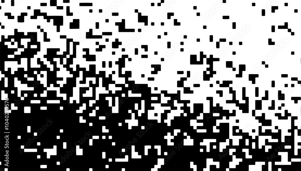 Poster black and white transition pattern with disappear pixel effect. abstract vector element for creative