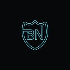 BN letter Logo with Shield, BN shield logo template design