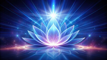 Fototapeta premium Aerial view of a lotus flower with high frequency lighting, promoting mindfulness and a spiritual connection