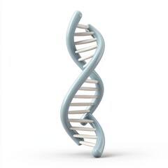 Blue and white DNA helix model on a white background
