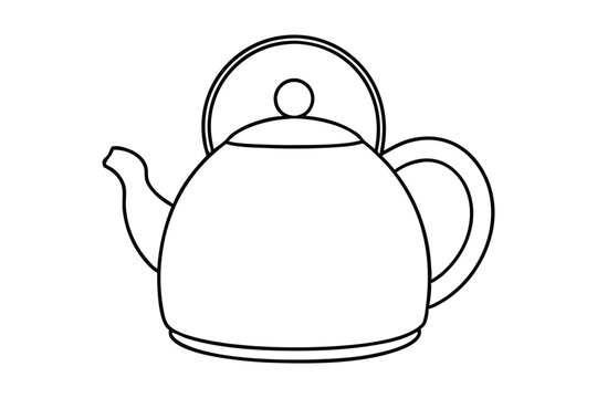 recommend clip art: Tea Kettle line art vector illustration