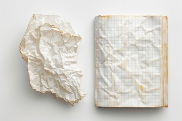 Obraz premium A piece of paper with writing and a crumpled paper next to it, possibly used for note-taking or idea development