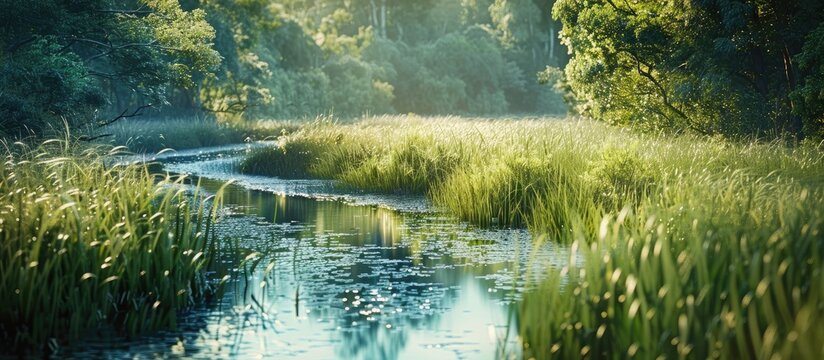 An essential waterway sustaining surrounding ecosystems depicted in the copy space image