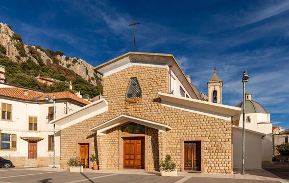 The parish church of St. Nicholas (Chiesa Parrocchiale di San Nicola) in the mountain village of Baunei, Sardinia, Italy