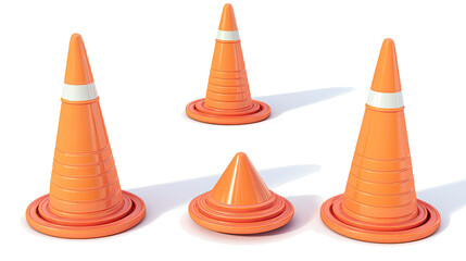 Orange Traffic Cones on Transparent Background for Construction Generative AI