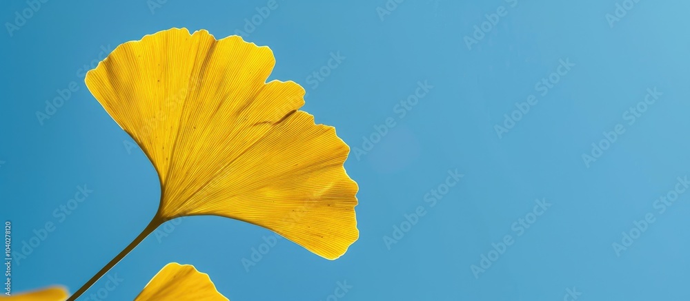 Canvas Prints ginkgo tree leaf in bright yellow against a clear blue sky with potential for adding a copy space im
