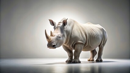 Fototapeta premium aerial view of a rhinoceros on a white background in a studio setting with bright lighting