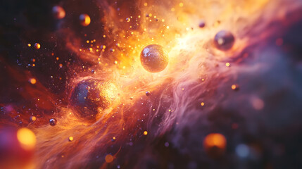 Obraz premium background- molecules and atoms generate create matter in the field of their habitat фон- молекулы и атомы генерируют создают материю в поле своего обитания