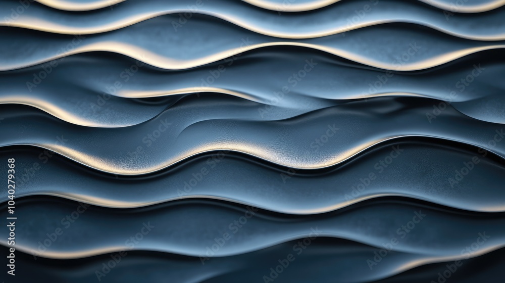 Poster Three dimensional render of wavy pattern. waves abstract background texture