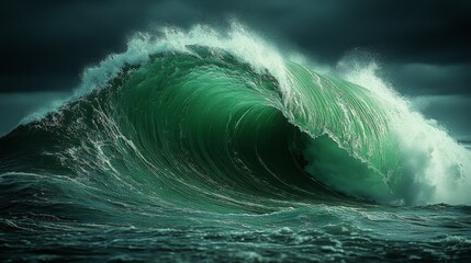 big waves in the sea with green color