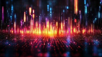 Obraz premium Futuristic Abstract Waveforms with Glowing Lines