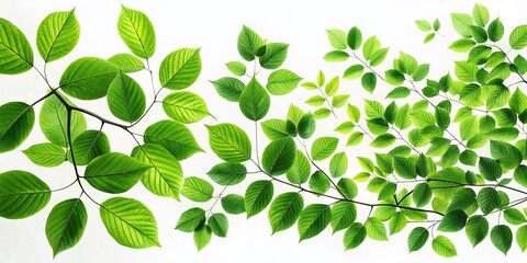 Obraz premium Stunning Green Leaves on White Background - Nature's Beauty in Timelapse Animation