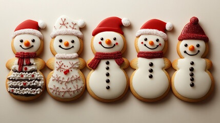 Christmas cookies snowman Xmas tree gingerbread For packaging, cover, advertising	
