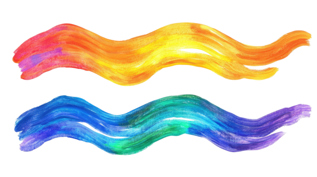 Abstract Rainbow Brush Strokes on Transparent Background Generative AI