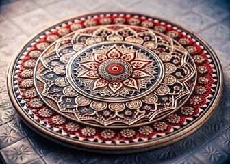 Stunning Mandala Design on Light Blue Background - Oriental Arabesque Pattern for Relaxation and Meditation