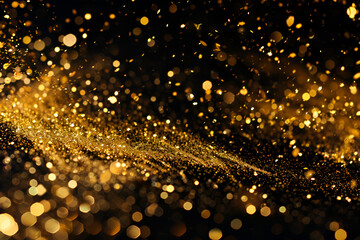 golden glitter bokeh lighting texture Blurred abstract background 
