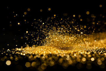 golden glitter bokeh lighting texture Blurred abstract background 
