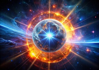 Obraz premium Stunning Neutron Star with Plasma Disc and Ray Burst - Cosmic Architecture of a Supermassive Singularity in a