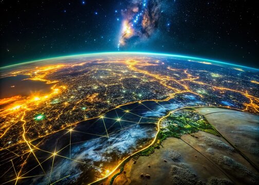 Stunning Night Photography of Zalingei, Sudan from Space - Illuminated Landscape and Starry Sky
