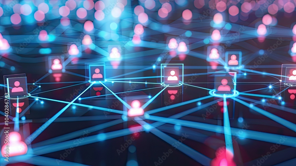 Poster futuristic network design with glowing connections