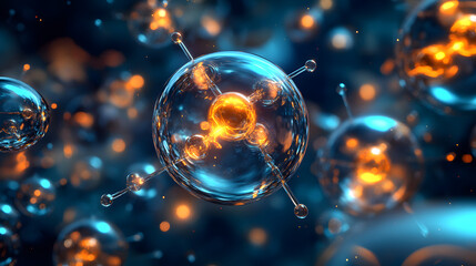 background- molecules and atoms generate create matter in the field of their habitat