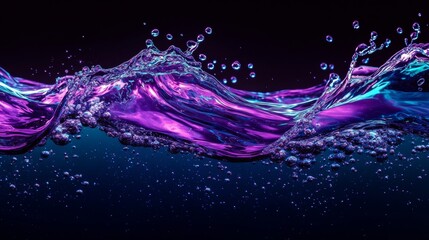 A splash of purple water with many small bubbles