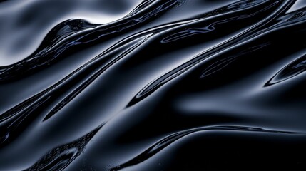 A black and white image of a wave with a shiny, reflective surface