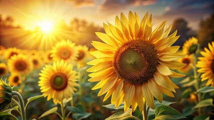 Obraz premium Stunning Sunflower Wallpaper Background for Vibrant Home Decor and Nature Lovers
