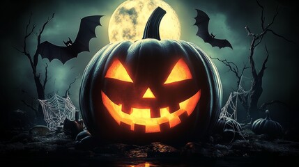 Naklejka premium halloween holiday poster. halloween festive background