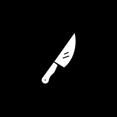 Knife glyph icon. Symbol, logo illustration  on black background.