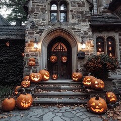 Obraz premium halloween holiday poster. halloween festive background