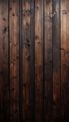 Fototapeta premium Dark wooden planks create a rustic and textured background.