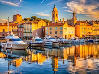 Naklejka premium Stunning View of St Tropez Harbor on a Sunny Winter Day in December