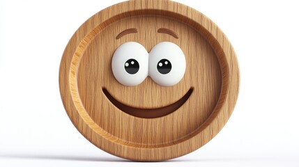 Wooden plate with smiling face
