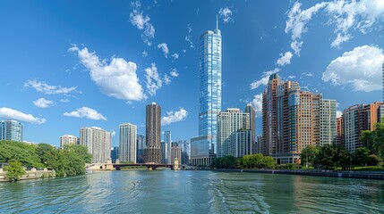 Fototapeta premium Contemporary skyline with a mix of architectural styles