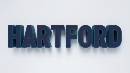 3D Text Design: Dark Blue 'HARTFORD' Letters on a Light Background, Ideal for Branding and Advertising Use