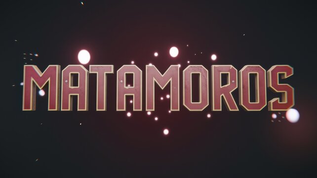 Stylized Text Design: 'Matamoros' with Colorful Bokeh Background for Creative and Marketing Purposes