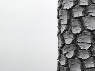 Highdetail blueprint of a pine tree trunk, focusing on bark texture and layers, tree anatomy, botanical illustration