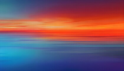 Fototapeta premium Vibrant abstract background with warm hues of orange and red blending into cool blue tones.