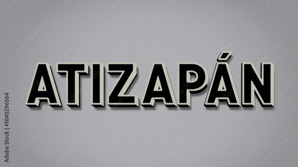 Wall mural Stylized Text: 'ATIZAPÁN' in Bold Letters Against a Gray Background, Suitable for Branding or Typography Projects