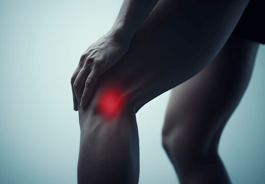 Representation of pain in the knee in red on blue