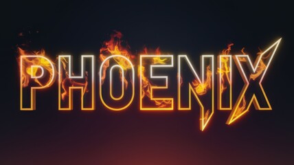 Fototapeta premium Stylized 'Phoenix' Text: Fiery Letters with Bright Glow, Ideal for Branding and Creative Projects