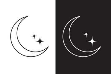 Half moon outline and filled vector icon sign symbol isolated logo