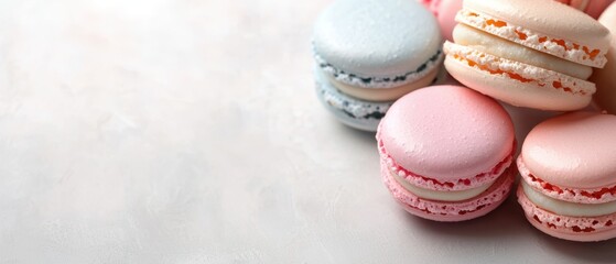 Obraz premium Colorful Pastel Macarons on Clean Background