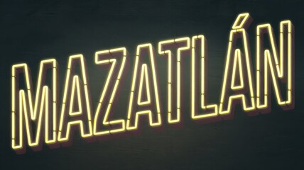 Neon Sign: Bright 'Mazatlán' Lights Against a Dark Background for Urban Nightlife Vibes